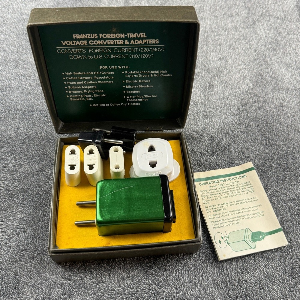 Vintage Franzus 1600W Foreign Travel Voltage Converter Adapter Kit Case - Picture 5 of 7